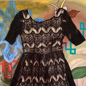 Black lace and lined vintage style cocktail dress